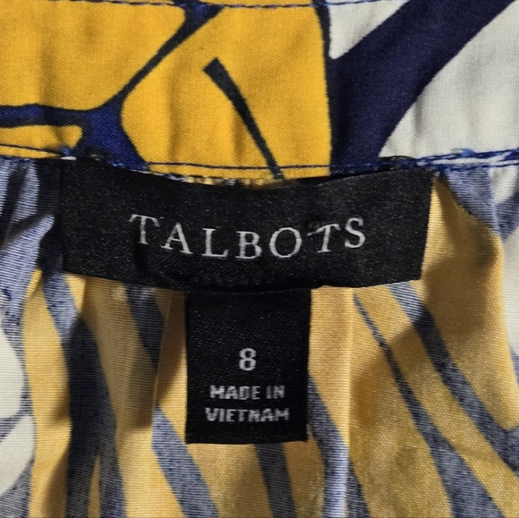 Talbots Tropical Leaf Poplin Shirt Dress Fit & Flare Midi with Pockets Size 8 - Picture 9 of 10